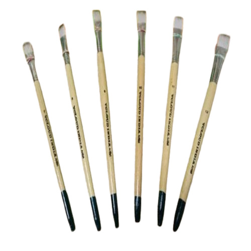 Flat Artist Brush - Wooden Material 6 Inch Size White Color | Ideal for Painting Customizable Use Options Pack of 12 Pcs