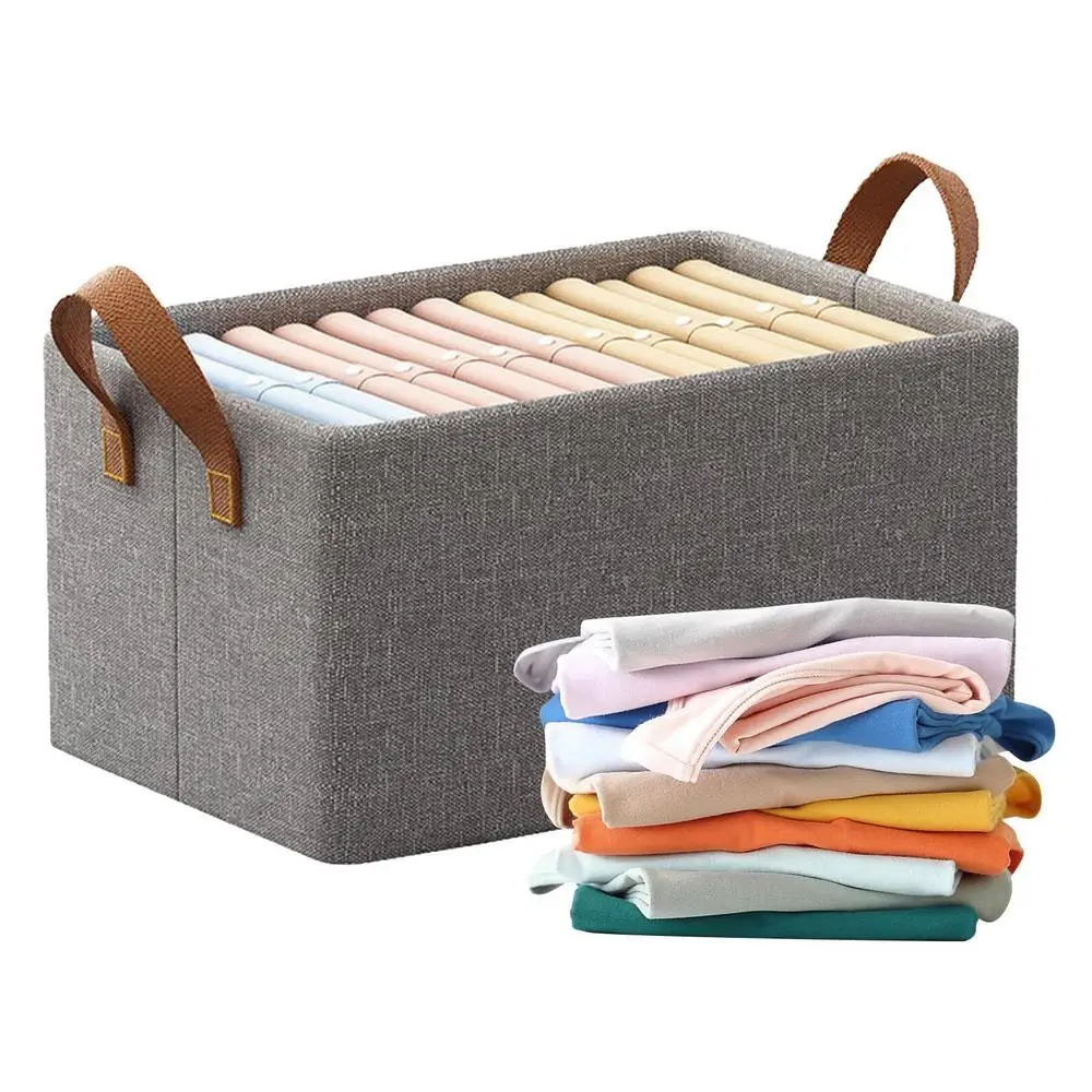 Foldable Clothes Storage Box Double Cloth With Metal Frame Storage Basket (26 Ltr)