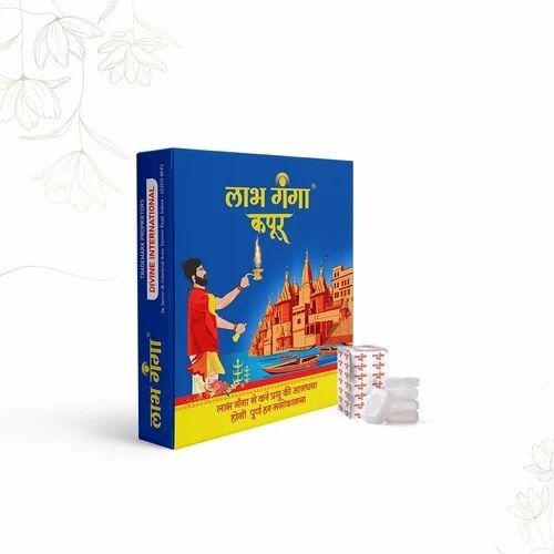 Labh Ganga Camphor - 100% Pure Camphor Tablets, 45 Gram Pack of 50 Pieces, White Color, 10% Moisture Content - Ideal for Worship