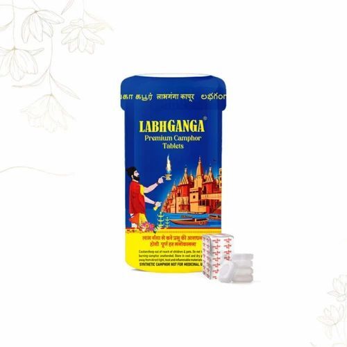Labhganga Camphor Tablets - Camphor Formulation, 100 Pieces Per Case, 50 Gram Pack, White Color, 10% Moisture Content | Worship Usage & 100% Purity