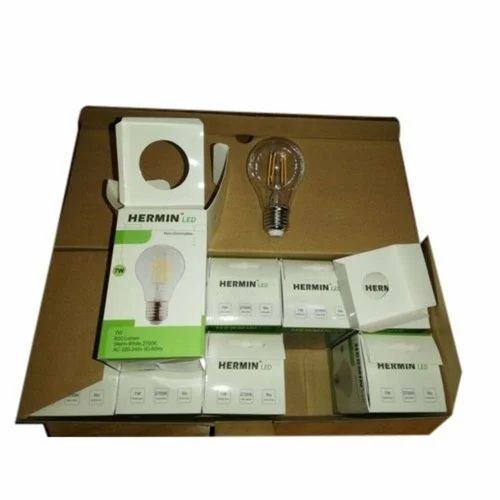 LED Bulb Packaging Box - Paper Material, Rectangular Shape, 4-6 mm Thickness, 1-5 kg Capacity | Ideal for Secure Bulb Storage