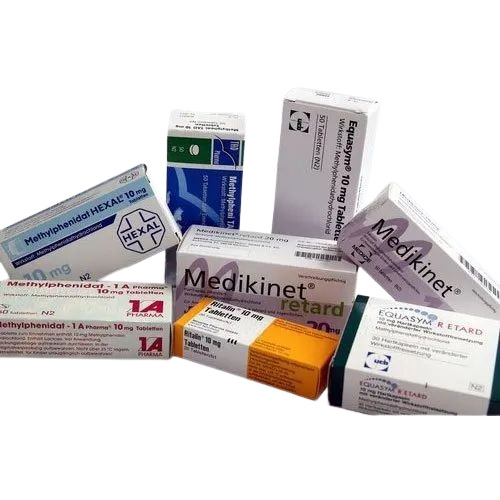 Medicine Packaging Box - Printed Design, Disposable Paper Material , Multi-Color, Weight Holding Capacity Under 2 Kg, Size Range 1-10 Inches