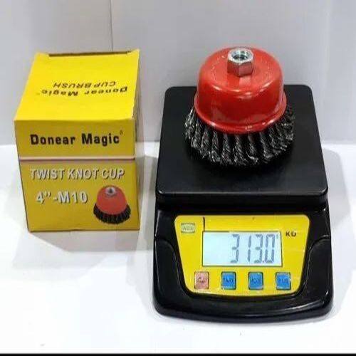 Ms Cup Brush - Bristle Material: m/s, Maximum RPM: 5500, Brush Diameter: Cup Brush | Size: Customize, Color: Silver