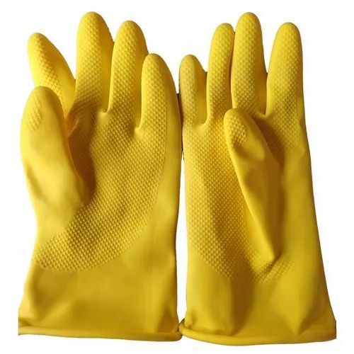 Rubber Hand Gloves - 3mm Thickness Yellow Color Unisex Design Customizable Size