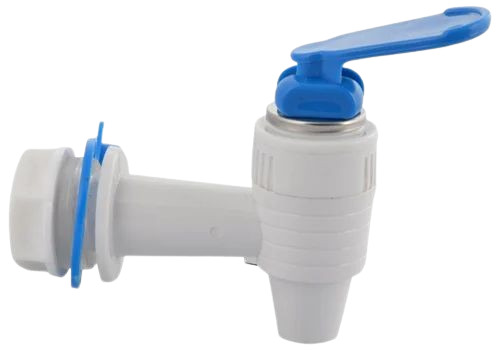 Short Thread Filter Tap - PVC Material, Customized Size, White & Blue Color | Wall Mounted, Rounded Shape, Glossy Finish, Durable Quality