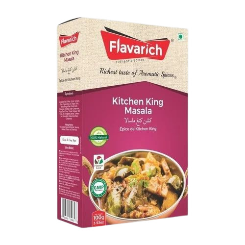 Spices Packaging Box - 100 Gram Bleached Kraft Paperboard Rectangular Shape Multi-Color Printed Design