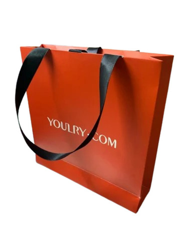 Art Paper Bag - 2kg Capacity, Orange Color | Biodegradable, Moisture Proof, Recyclable, Printed Design with Rope Handle