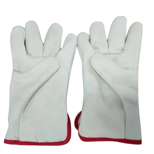 Canadian Leather Gloves - White Medium Size | Unisex, Summer and Winter Use, Industrial Application