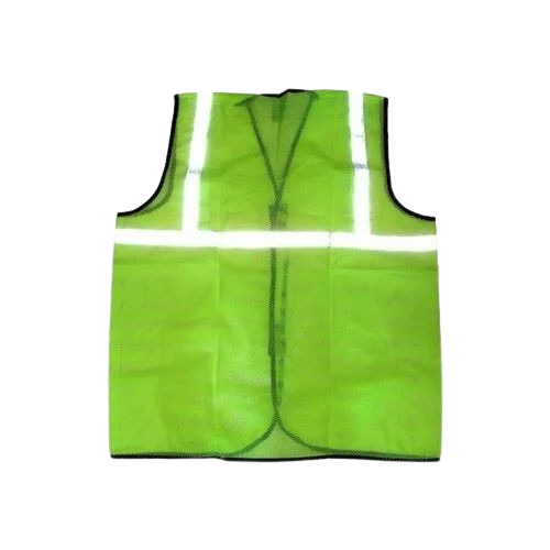 Green Nylon Reflective Safety Vest - All Sizes, Soft & Comfortable Unisex Design | No Fade, Washable, Sleeveless for Year-Round Safety