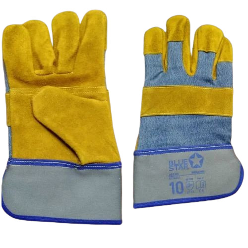 Leather Hand Gloves - Other Material, Medium Size, Yellow Color | Unisex, Ideal for Summer and Winter, Suitable for Industrial Wear