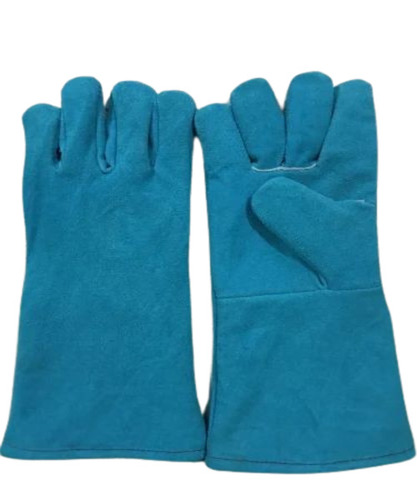 Leather Welding Gloves - Heat Resistant, Full Fingered, Blue | Unisex Design for Summer and Winter Industrial Use