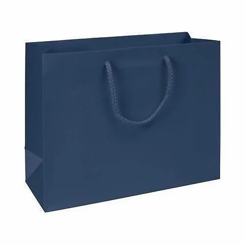 Luxury Paper Bags - Paper, 5kg Capacity, Navy Blue Color | Biodegradable, Moisture Proof, Recyclable, Rope Handle
