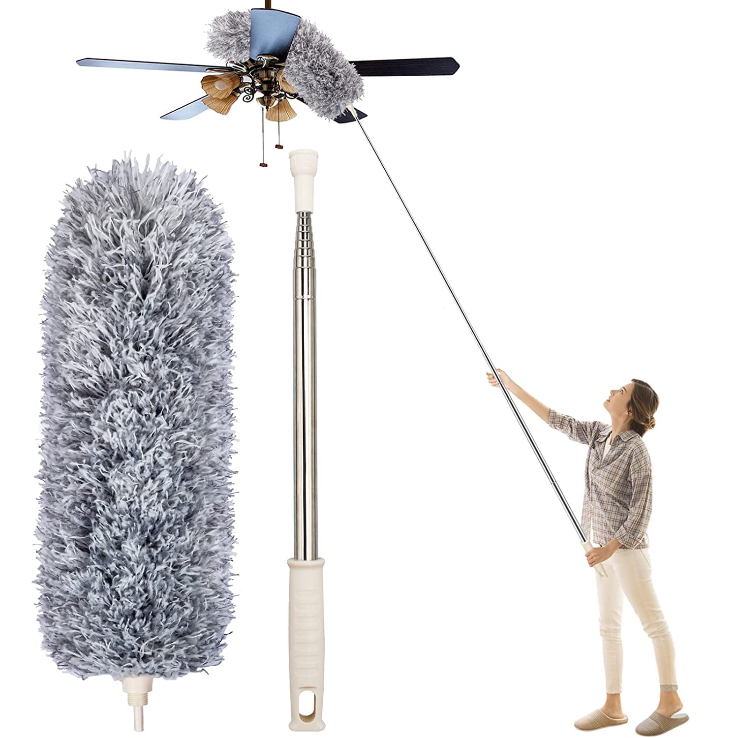 Microfiber Fan Cleaning Duster Feather Duster With Extendable Rod