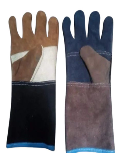 Multicolor Leather Welding Gloves - Full Fingered, Heat Resistant | Unisex, Plain Style, Suitable for All Seasons, Industrial Usage