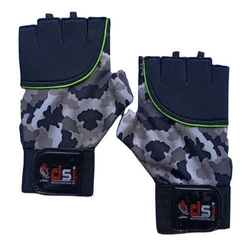 Polyester Gym Gloves - Free Size, Black | Half Fingered Design, Breathable and Soft Material, Ideal for Gym and Fitness Workouts