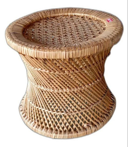 Round Bamboo Cane Stool - Color: Natural