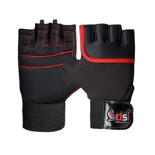 Weight Lifting Gloves - Leather, Free Size, Black | Breathable, Soft and Comfortable, Half Finger Design, Unisex Gym & Fitness Gloves