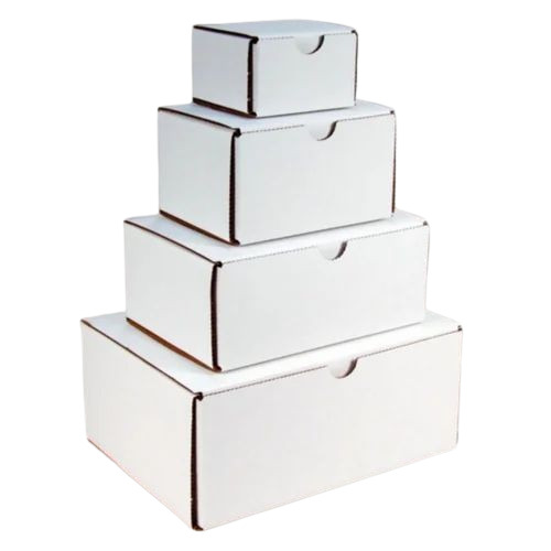 White Virgin Kraft Die Cut Corrugated Packaging Boxes - Rectangular & Square Shapes | Disposable, Ideal for Office Supplies, Gifts, Food Packaging & Ecommerce Shipping