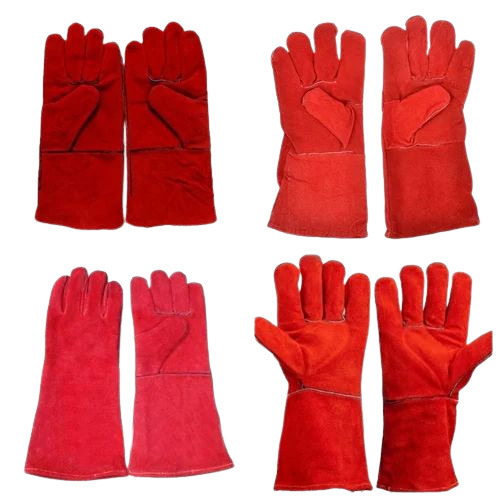Winter Leather Gloves - Red, 14 Inch | Unisex, Industrial Wear for Summer and Winter Applications