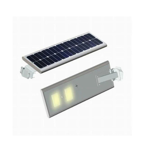 LED Solar Street Light - 15 Feet Height, 12W Power, 50Wp Panel | Automatic Switch, Aluminium Body, Silver and Black Finish, 5-Year Warranty