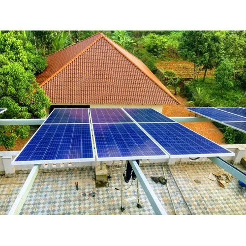2kw Rooftop Ongrid Solar Panel - Polycrystalline Silicon, Customized Size, Blue Color | 5 Years Warranty, Includes Mounting Structure