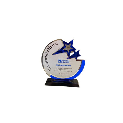 Acrylic Award Trophies - Polished Star Shape , Blue Acrylic Material for Awards and Events