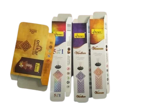 Agarbatti Packaging Box - 270-350 GSM Bleached Kraft Paperboard, Multi Color, Disposable & Termite Resistant, Straight Tuck End Design