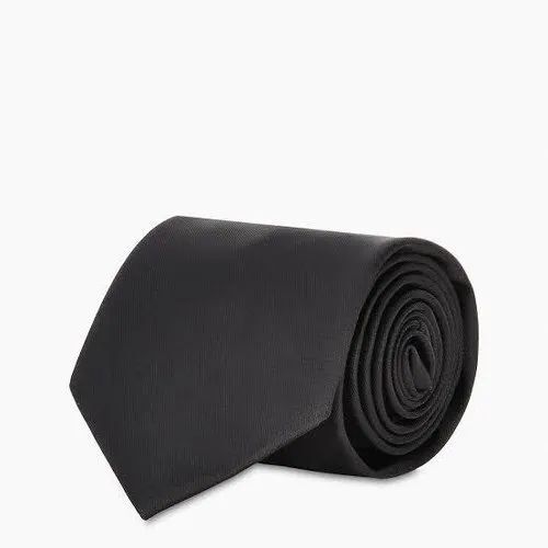 Black Plain Men Tie - Silk Material, New Condition | Stylish, Comfortable, All-Season Wear