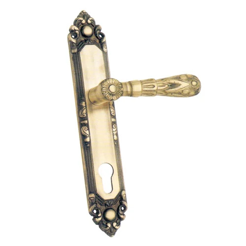 Brass Door Handle - Fine Finished, Standard Size, Golden Color | Durable, Polished Material, Perfect for Home Applications
