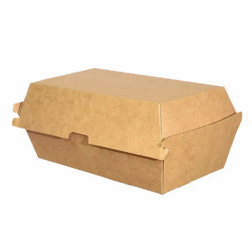 Brown Paper Food Box - 500 gm Capacity, Rectangular Shape, Biodegradable Material, Plain Design