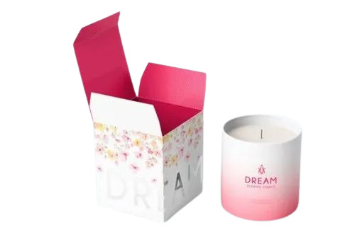 Candle Packaging Box - Bleached Kraft Paperboard Rectangular Shape Multi Color | Gloss Varnish Debossing Biodegradable Lens Effect