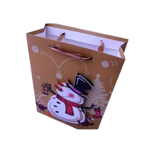 Customized Printed Kraft Paper Bag - 2-5 Kg Capacity, Multicolor Printed Design | Biodegradable, Moisture Proof, Recyclable, Rope Handle