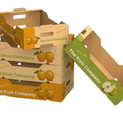 Fruits Corrugated Box - 1-5 Kg Capacity, Single Wall 3 Ply, 4-6 mm Thickness, Printed Rectangular Design | Durable Corrugated Paper Material