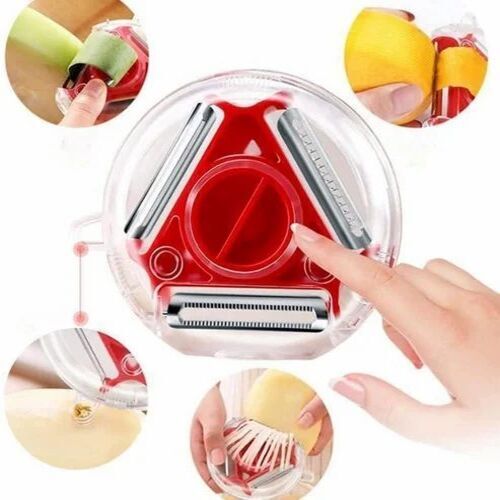 Hanging Round Planer Peeler - Stainless Steel Blade, 10L x 3W x 10H Centimeters, Red Plastic Body | Customizable Multicolor Options