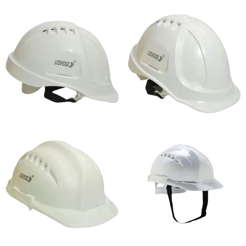 Industrial Safety Helmet - PE Material, Size Small | Open Face Style, Plain Design, White Color