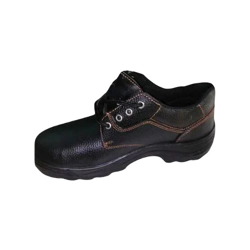 Industrial Safety Leather Shoes - Leather All Sizes Black | Durable Hard PVC Insole and Outsole Lace Style Plain Pattern For Men