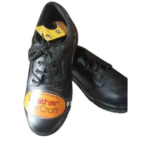Industrial Safety Shoes - Leather and PVC Construction, Durable Black Lace Style for Men