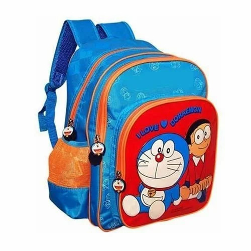 Kids School Bag - Polyester Material, Multicolor Design , Adjustable Straps with Zipper Top Closure for School Use