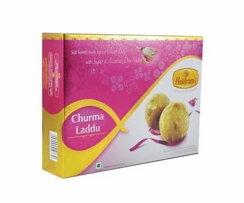 Laddu Packaging Box - Cardboard Material | Rectangular Shape, Multi Color Printed Design