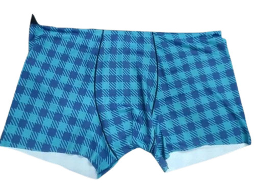 Men's Blue Check Printed Underwear - Spandex Fabric, Large Size | Durable, Long Lasting, Handwash Only, Ideal for Daily Use