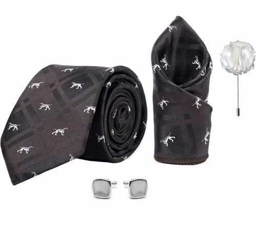 Mens Tie & Hanky Sets - Cotton Blend, Black | Hand Wash Only, Stylist Printed Pattern, Comfortable Fit for All Seasons