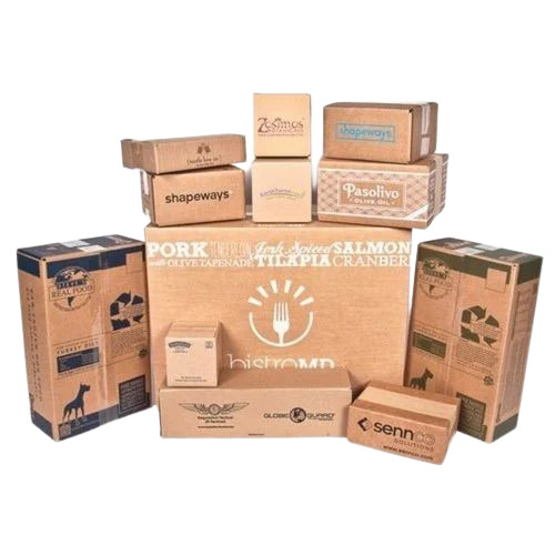 Printed Corrugated Box - 3 Ply Brown Rectangular Gloss Coated with Cut Out | Capacity: 1-5 Kg Ideal for Gift & Crafts Flexographic Printing