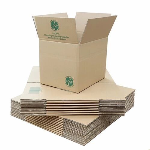 Printed Corrugated Shipping Box - Single Wall 3 Ply, Brown Matte Finish | Biodegradable, 3 Kg Capacity for Apparel, Electronics, Food, and Crafts