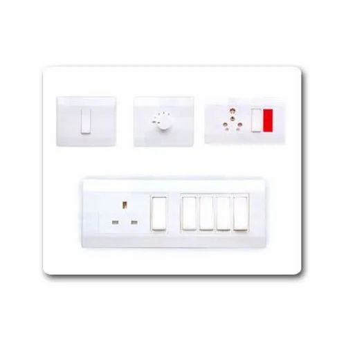 Rectangular Modular Switches - Plastic, Size-2, White Color, 10a Rated Current, On/off Operation, Rectangular Shape | Durable Design, Versatile Configuration