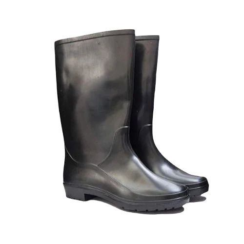 Safety Gumboots - Rubber, 11 Inch Height, Black | Durable, Heat Resistant, Unisex, All-Season, Plain Pattern