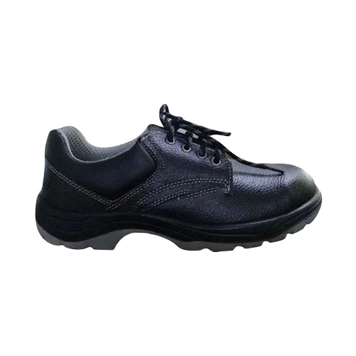 Safety Lace Shoes - Leather & PVC, All Size Options, Durable Black Design for Industrial Use