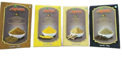 Spice Packaging Box - Bleached Kraft Paperboard, 400-460 GSM | Multi Color, Moisture Proof, Disposable, Food Grade, Termite Resistant, Embossing and Debossing Finish