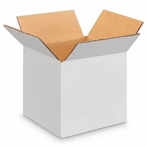White Cardboard Rectangular Corrugated Box - 30 Kg Capacity, One Piece Folder Design for Apparel, Electronics, Food, Gift & Crafts