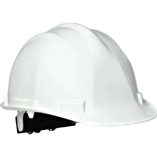 White Safety Helmet - PVC Material, Open Face Style | Industrial Safety Usage, Plain Pattern Design