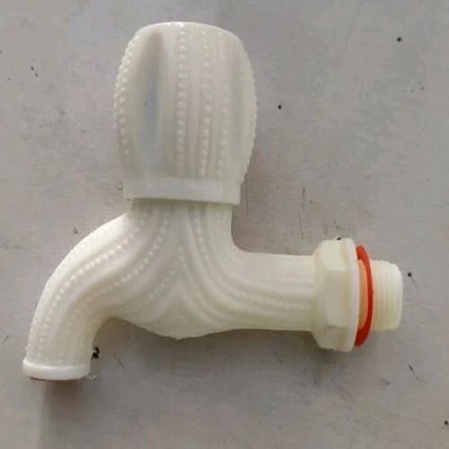 Zebra Bibcock - PVC Short Body Bib Cock, Round Handle Design, White Color | Customized Size, Ideal for Industrial Usage